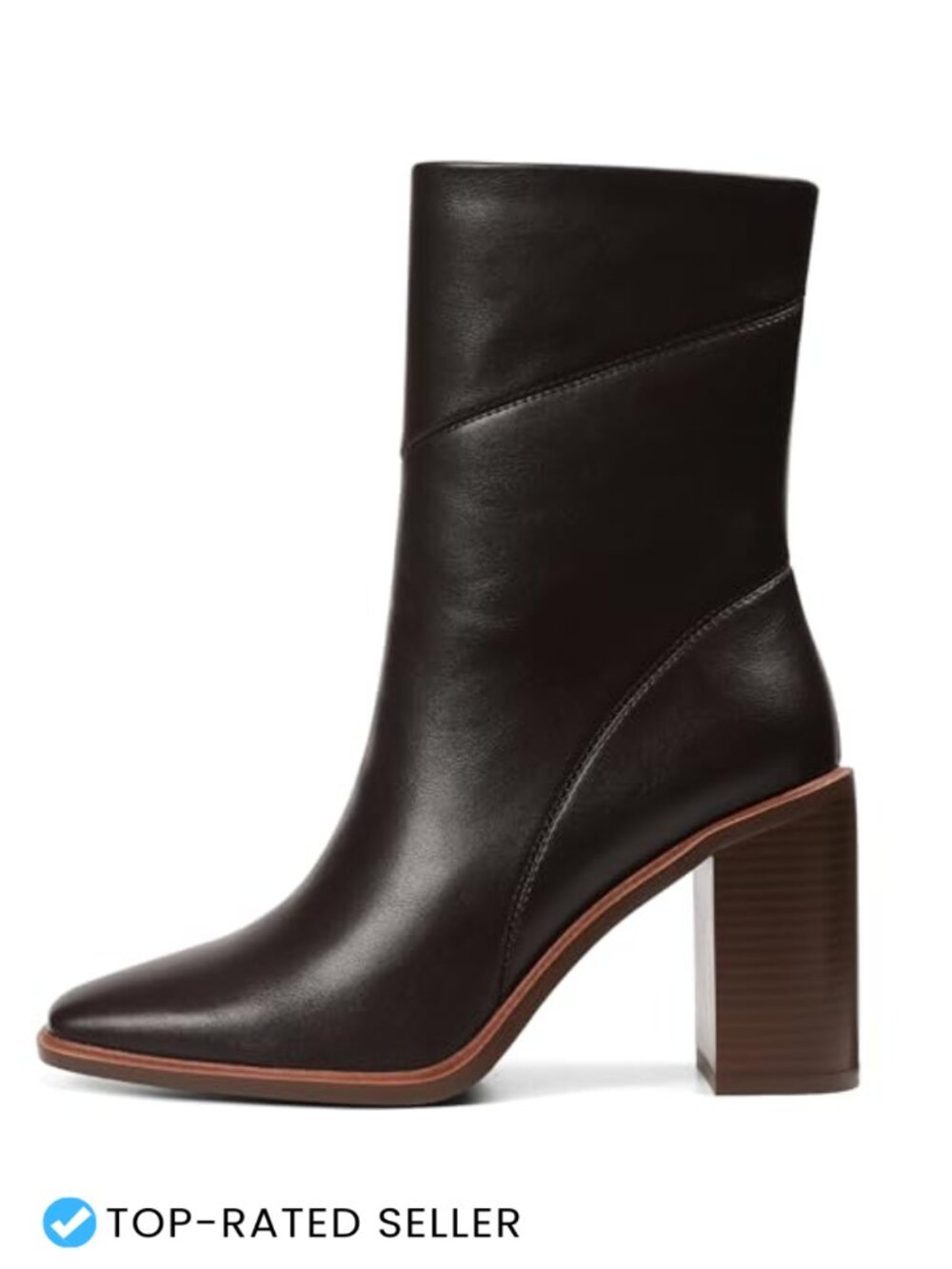 Women's Ankle Boots Chunky Block Heel Square Toe Faux Leather Side Zip